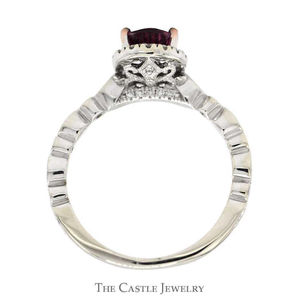 Neil Lane Designer Pear Cut Rhodalite Garnet Solitaire & Diamond Accented Engagement Ring in 14K White Gold