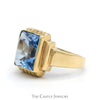 Rectangle Cut Blue Topaz Ring in 10k Yellow Gold Ornate Mounting - Thumbnail 3