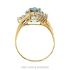 14K Yellow Gold Pear Blue Topaz Ring with Diamond Accents - Thumbnail 2