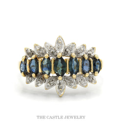 14K Yellow Gold Marquise Sapphire and Diamond Accent Ring