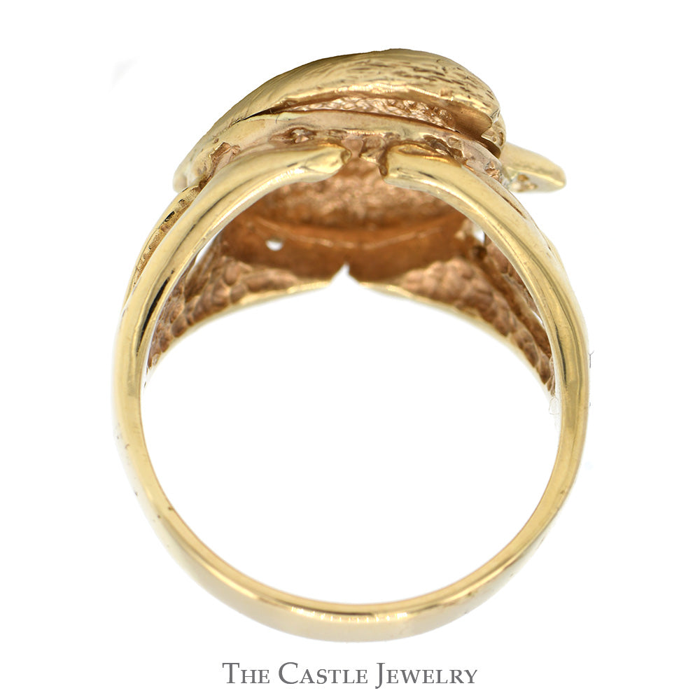 Detailed Poodle Head Ring with Sapphire Eyes in 10k Yellow Gold