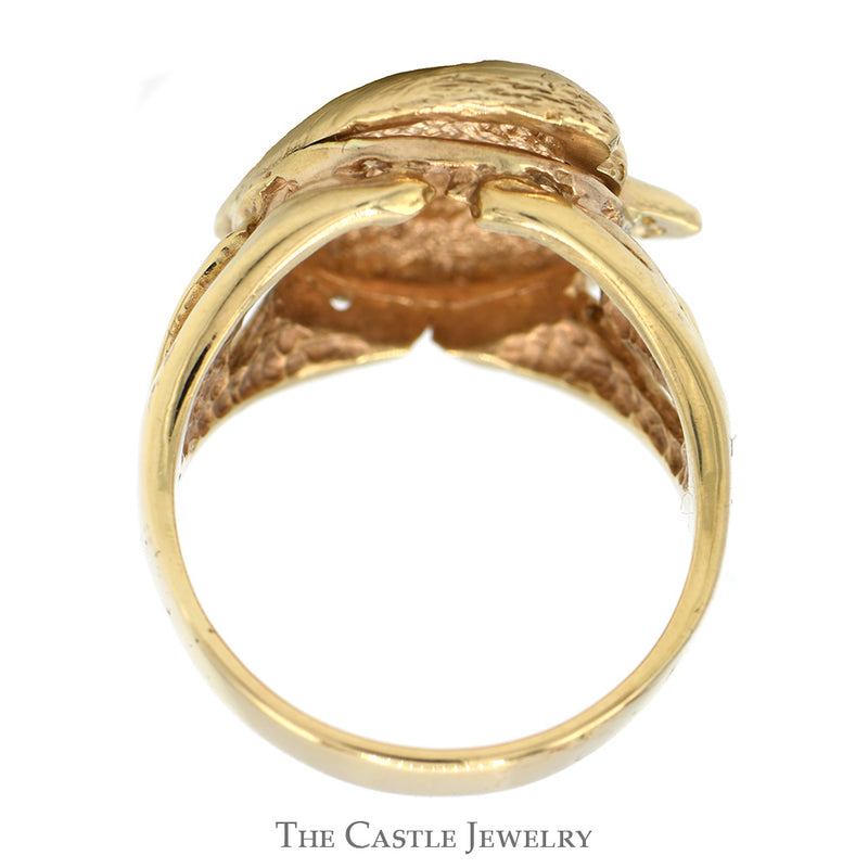 Detailed Poodle Head Ring with Sapphire Eyes in 10k Yellow Gold
