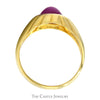 Cabochon Ruby Star Sapphire Ring with Grooved Sides in 18k Yellow Gold - Thumbnail 2