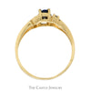 Oval Sapphire Ring with Illusion Set Diamond Accents in 14k Yellow Gold - Thumbnail 2