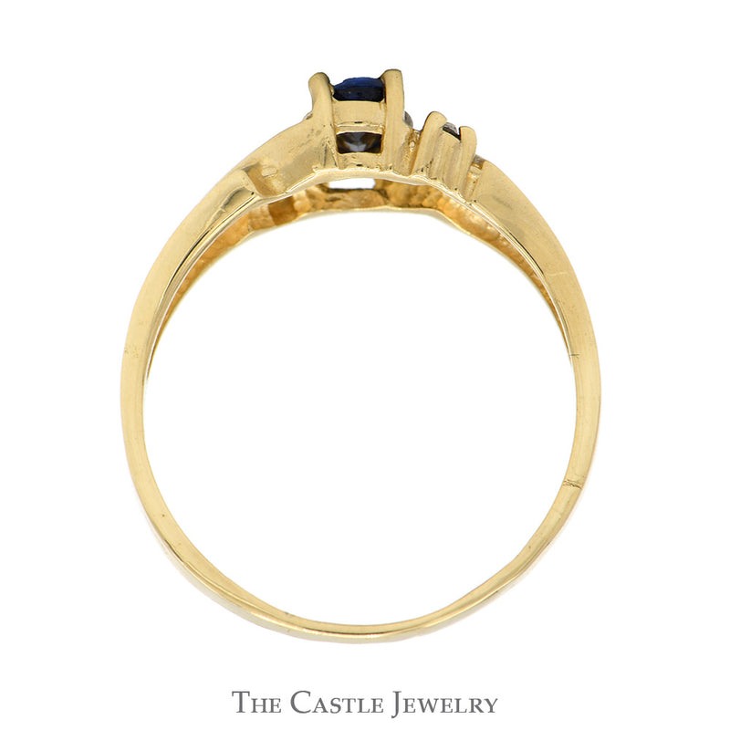 Oval Sapphire Ring with Illusion Set Diamond Accents in 14k Yellow Gold