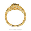 7 Round Cubic Zirconia Cluster Ring with Open Nugget Style Sides in 18k Yellow Gold - Thumbnail 2