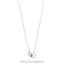 Sterling Silver Interlocking Circles Necklace with Adjustable Cable Link Chain
