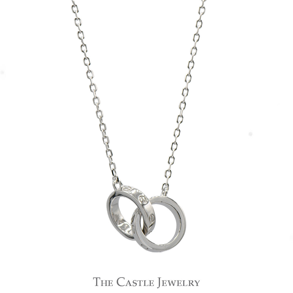 Sterling Silver Interlocking Circles Necklace with Adjustable Cable Link Chain