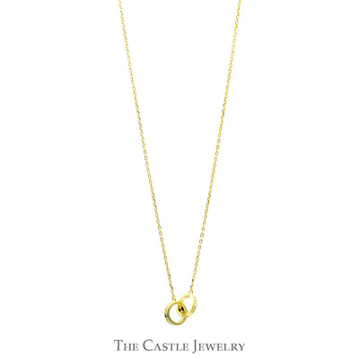 Gold Plated Interlocking Circles Necklace with Adjustable Chain in Sterling Silver