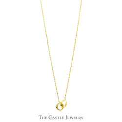 Gold Plated Interlocking Circles Necklace with Adjustable Chain in Sterling Silver