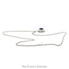 18 Inch Lab Grown Oval Sapphire Necklace with Lab Grown Diamond Halo in Sterling Silver - Thumbnail 3