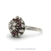 Side profile of the ruby and diamond starburst cluster showing the three tiers of prong stems - Thumbnail 2