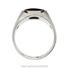 Faceted Black Onyx Men's Ring with Brush Textured Sides in 14k White Gold - Thumbnail 3