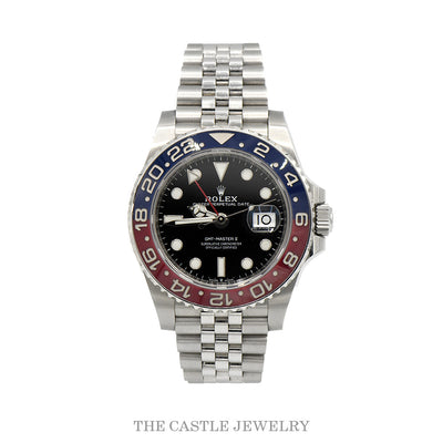 40mm Rolex GMT-Master II 126710BLRO Pepsi with Black Dial & Jubilee Band in Stainless Steel