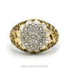 10K Yellow Gold 19 Diamond Kentucky Cluster Ring with Vintage Filigree Sides - Thumbnail 1
