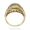 10K Yellow Gold 19 Diamond Kentucky Cluster Ring with Vintage Filigree Sides - Thumbnail 3