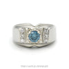 Men's 14K White Gold Blue Diamond Ring .60ct Center, Side Diamonds - Thumbnail 1