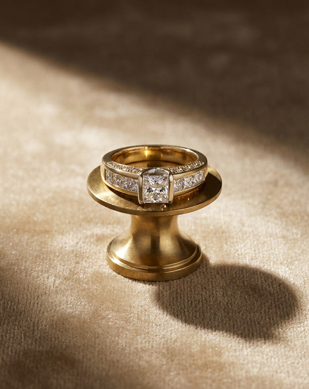 2.00ctw Princess-Cut Diamond Engagement Ring with Channel-Set Princess Shoulders in 14k Two-Tone Gold