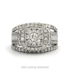 2cttw Round Diamond Cluster Bridal Ring with Diamond Halo and Heavily Accented Sides in 10k White Gold