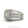 2cttw Round Diamond Cluster Bridal Ring with Diamond Halo and Heavily Accented Sides in 10k White Gold - Thumbnail 2