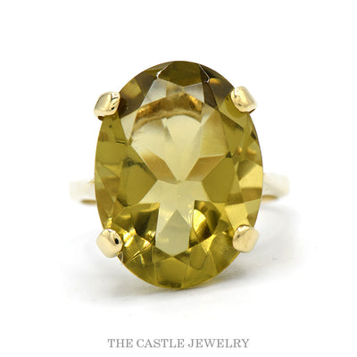 Large Oval Citrine Ring in 14k Yellow Gold