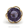 Round Synthetic Alexandrite Solitaire Cocktail Ring with Open Swirled Setting in 14k Yellow Gold - Thumbnail 1
