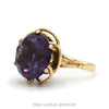 Round Synthetic Alexandrite Solitaire Cocktail Ring with Open Swirled Setting in 14k Yellow Gold - Thumbnail 3