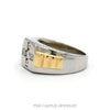 Cross Designed 1/2cttw Diamond Signet Ring with Ridged Two Tone Sides in 14k White & Yellow Gold - Thumbnail 2