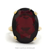 Large Oval Cut Garnet Solitaire Ring in 14k Yellow Gold - Thumbnail 1