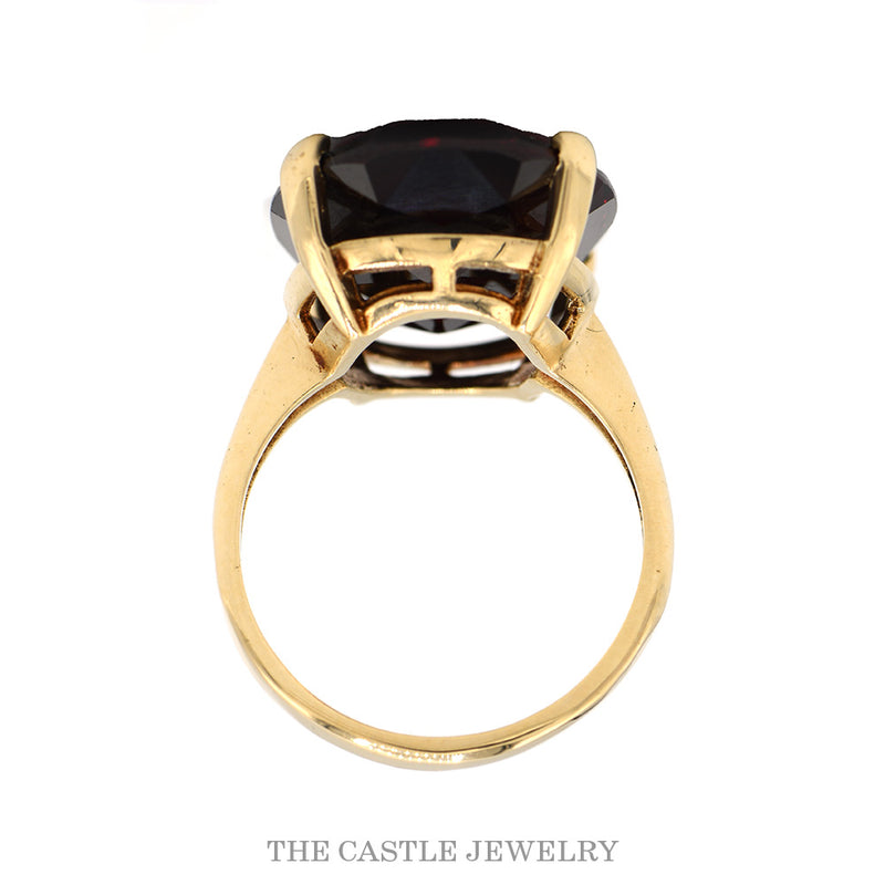 Large Oval Cut Garnet Solitaire Ring in 14k Yellow Gold