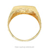 Two Tone Eagle Designed Signet Ring with Nugget Style Sides & Diamond Accents in 10k Yellow Gold - Thumbnail 3