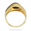 Oval Cut Black Onyx Ring with Diamond Accented Ridged Sides in 10k Yellow Gold - Thumbnail 2