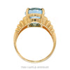Oval Cut Blue Topaz Ring with Ridged Sides in 14k Yellow Gold - Thumbnail 3