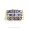 3 Row Channel Set Oval Tanzanite Wide Band Cluster Ring in 10k Yellow Gold - Thumbnail 1