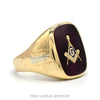Men's Masonic Signet Ring with Square & Compass & Side Symbols in 10k Yellow Gold - Thumbnail 2