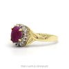 Oval Ruby Ring with Illusion Set Diamond Halo in 10k Yellow Gold - Thumbnail 3