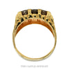 Front-facing view of the 3cttw channel set 3 row diamond ring in 14k yellow gold - Thumbnail 3