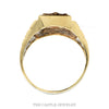 Front-facing view of the 14k tri-color crucifix men's ring showing the stepped shoulder detail and CZ channel - Thumbnail 3