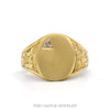 10k yellow gold oval signet ring with diamond accent — top view - Thumbnail 1