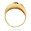 Front-facing view of the 10k yellow gold sapphire ring with diamond bezel - Thumbnail 3