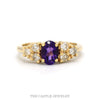 14k yellow gold oval amethyst ring with diamond shoulders — top view - Thumbnail 1