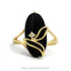 10k yellow gold elongated oval black onyx ring with gold vine — top view - Thumbnail 1