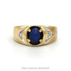 14k yellow gold men's blue Lindy star sapphire ring — top view - Thumbnail 1