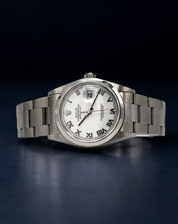 Rolex Datejust 16200 with White Roman Dial on Oyster Bracelet in Stainless Steel