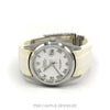 Rolex Datejust 16200 on white rubber strap — angled front view - Thumbnail 8