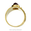 Front-facing view of the oval cabochon ruby band with polished scrolls and beads in 14k yellow gold - Thumbnail 3