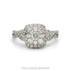 14k white gold square shaped diamond cluster halo ring — top view - Thumbnail 1