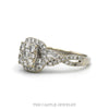 Side profile of the 14k white gold cluster halo ring showing the twisted diamond-set shank - Thumbnail 2