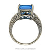 Front-facing view of the 14k white gold emerald cut blue topaz ring - Thumbnail 3