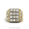 10k yellow gold men's 3.50cttw multi row diamond cluster ring — top view - Thumbnail 1